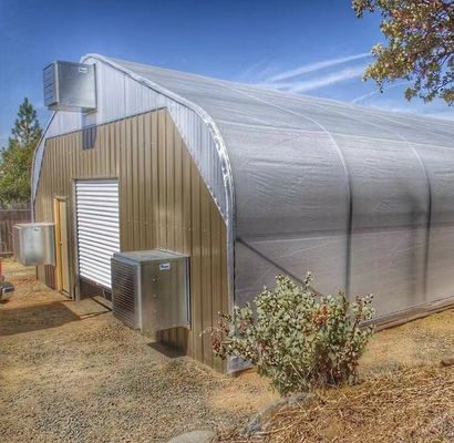 Warm Air Blower/Hot Water Heating Double-Arch Hydroponics Greenhouse for Flower and Tomato